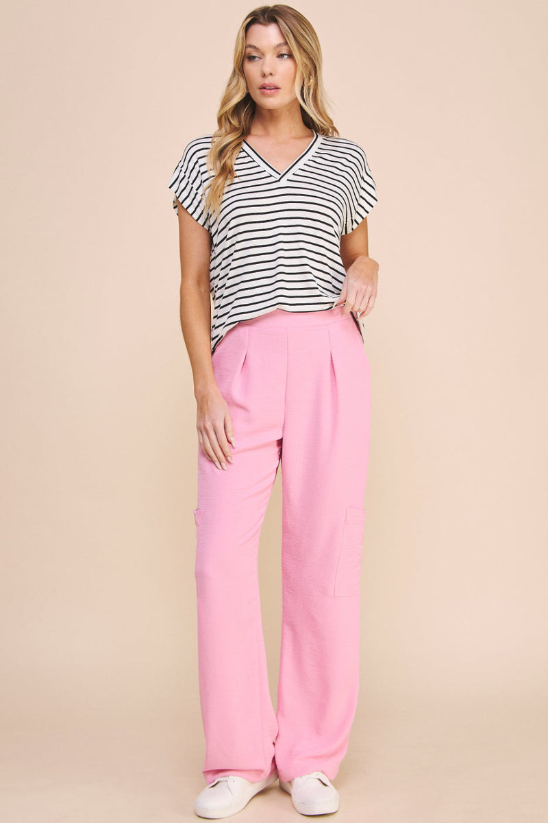 Hei V Neck Striped Tee