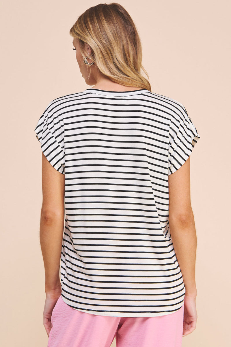 Hei V Neck Striped Tee