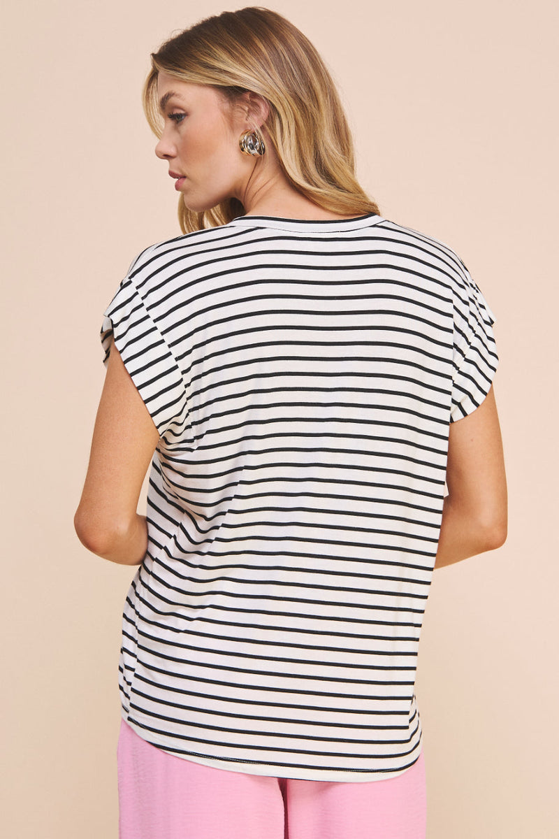 Hei V Neck Striped Tee