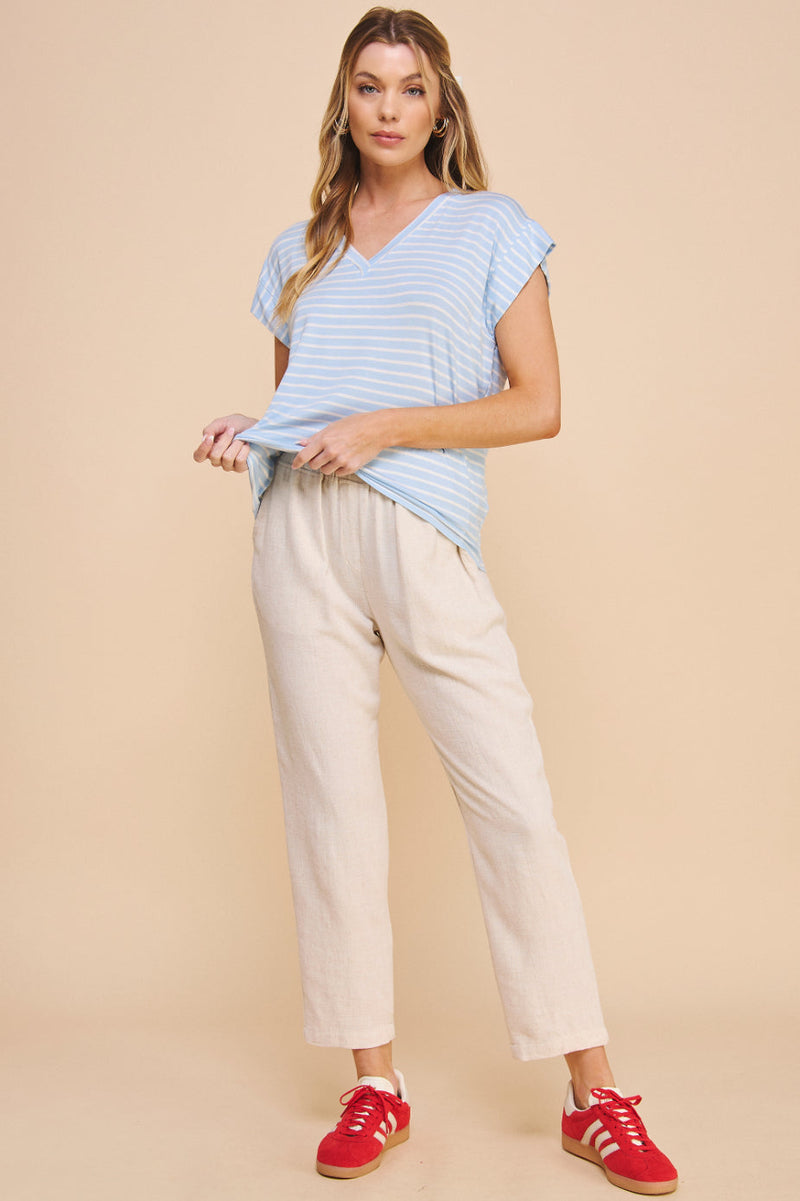 Hei V Neck Striped Tee