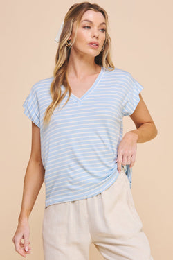 Hei V Neck Striped Tee