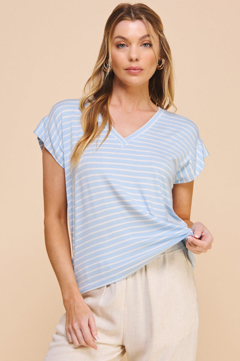 Hei V Neck Striped Tee