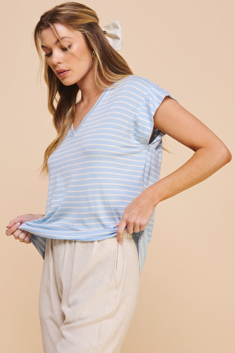 Hei V Neck Striped Tee