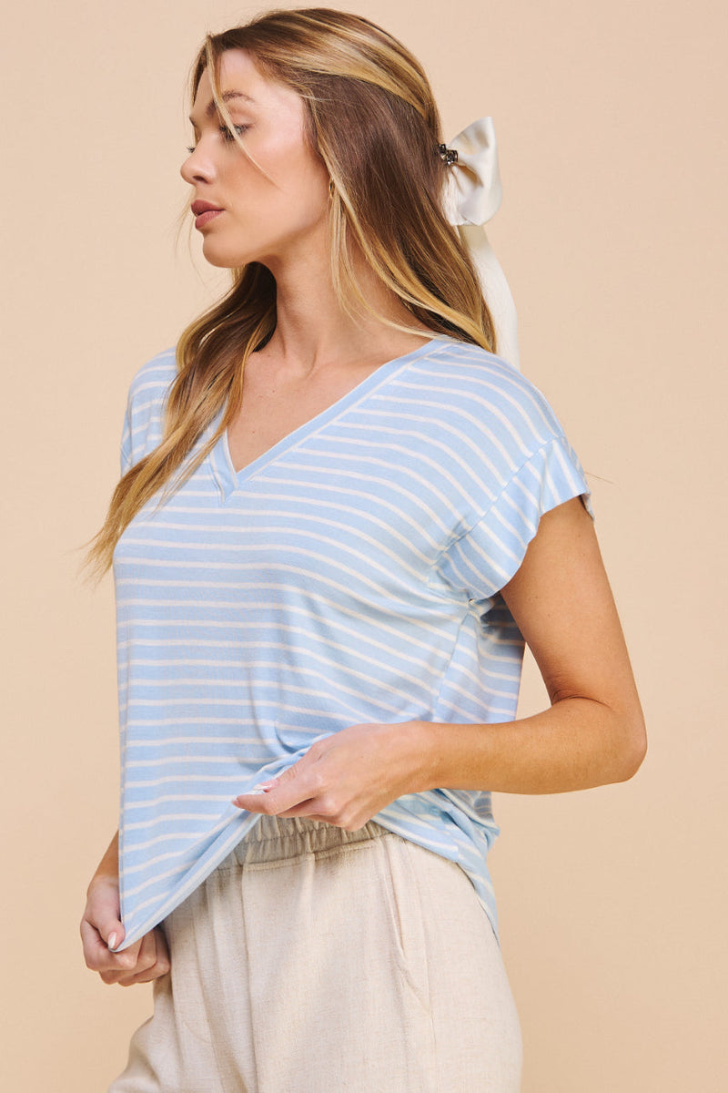 Hei V Neck Striped Tee