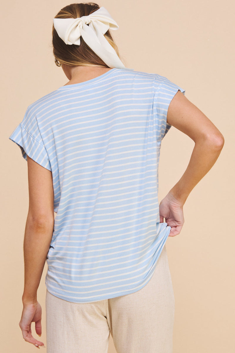 Hei V Neck Striped Tee