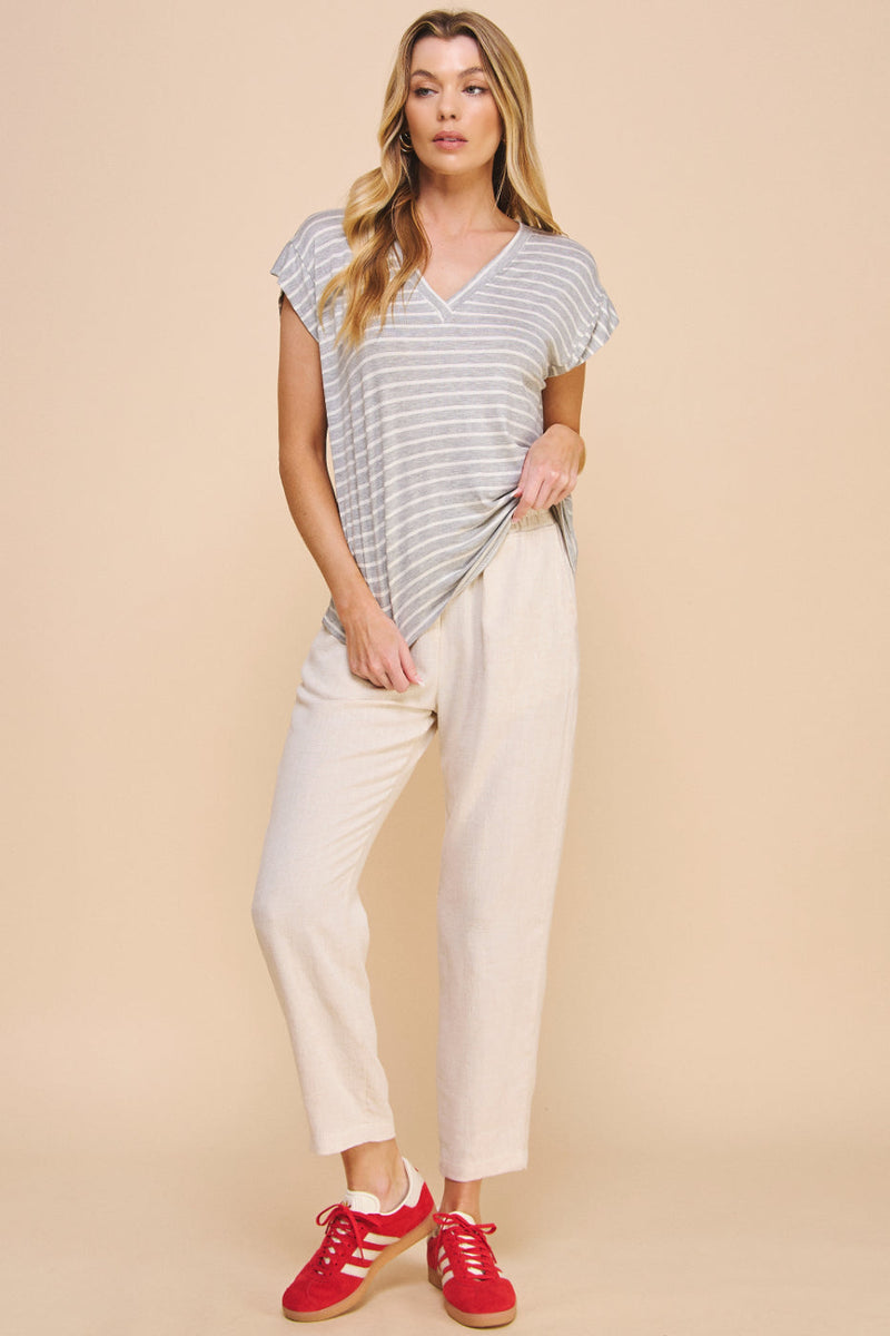 Hei V Neck Striped Tee