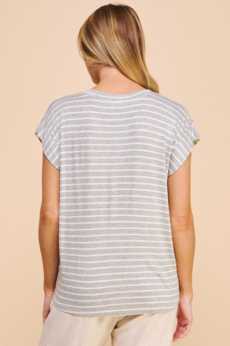 Hei V Neck Striped Tee