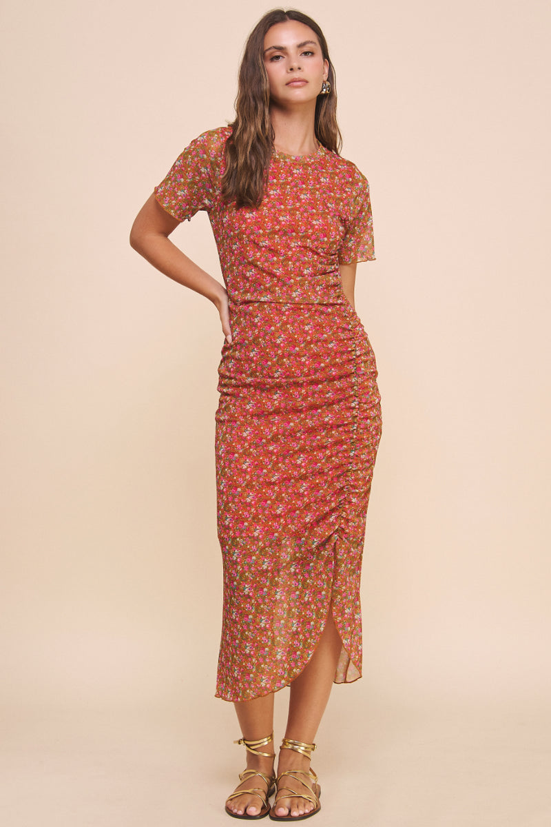 Mesh Ruched Dress