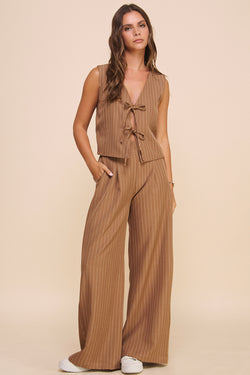 Pin Stripe Front Tie Vest